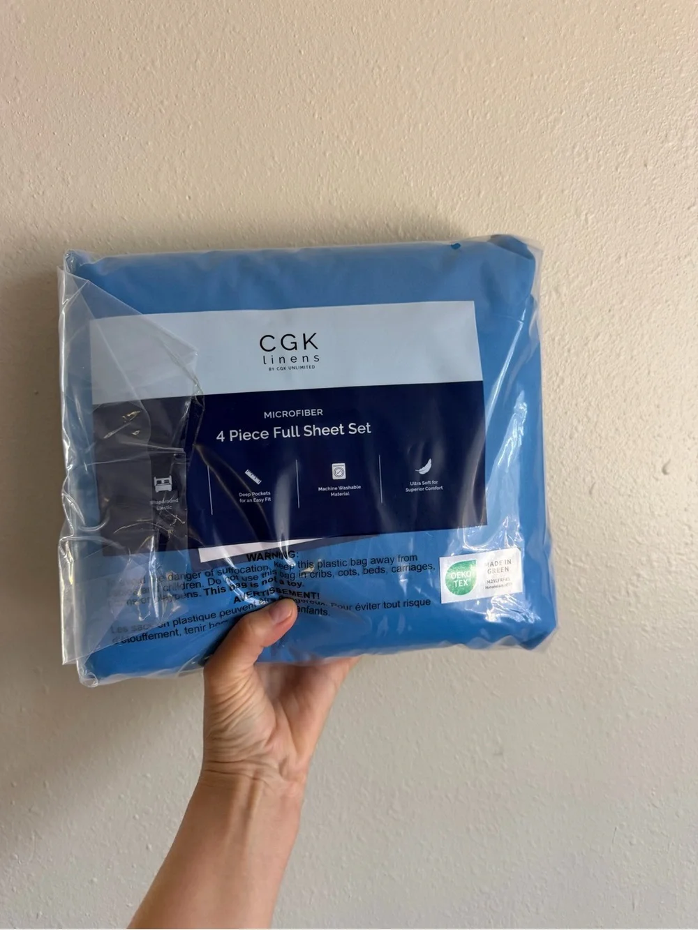 GK Linens Blue Microfiber 4-Piece Full Sheet Set